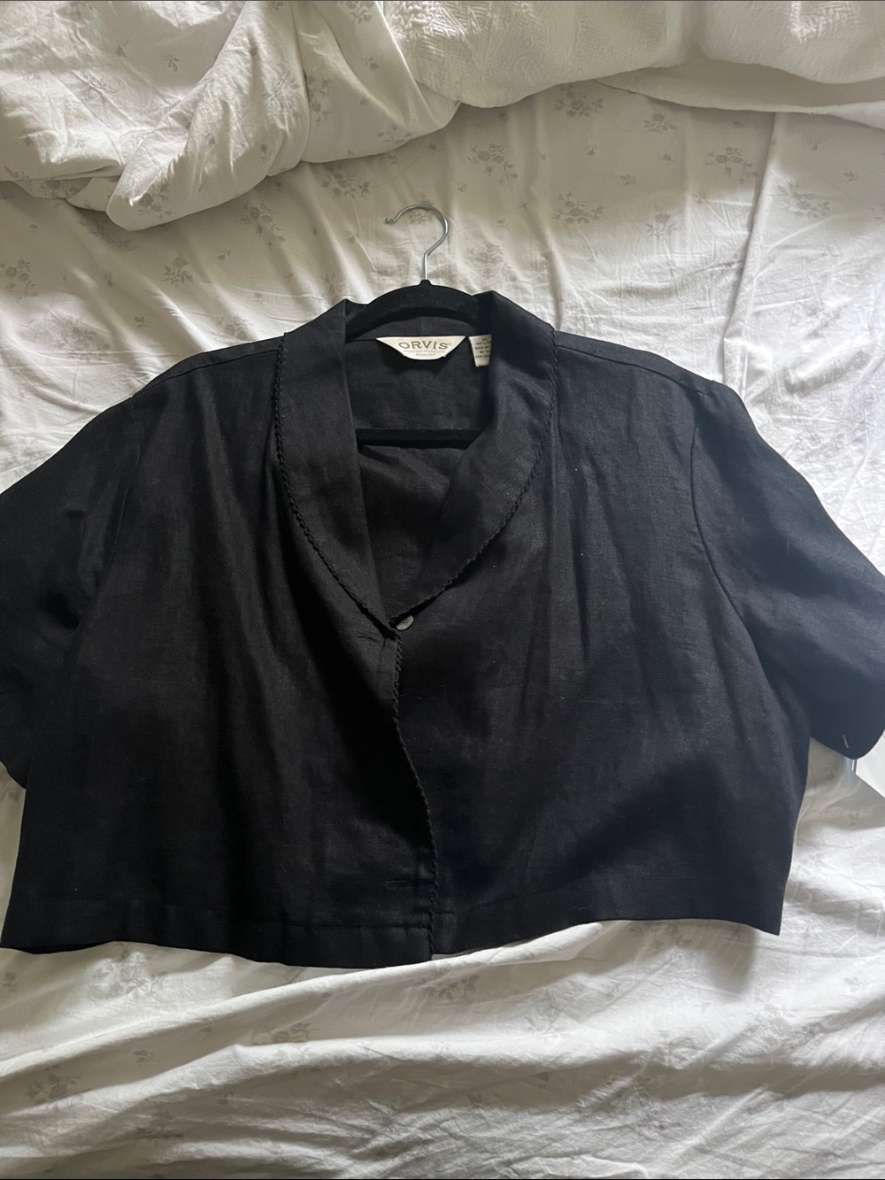 Orvis Black Short-Sleeve Cropped Blazer